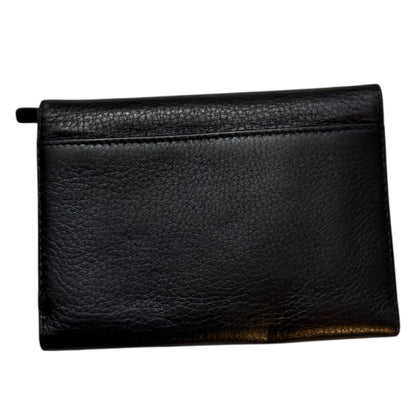 Back of Black leather pouch on a white background