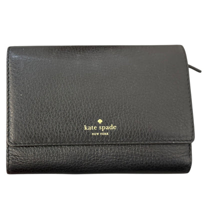 Front of Black wallet with Kate Spade logo on a white background