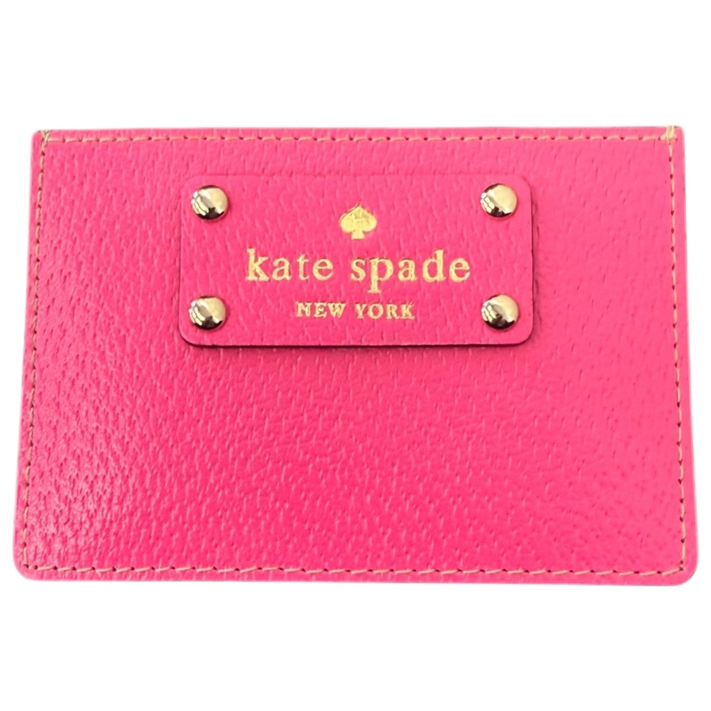 Pink wallet with 'kate spade New York' logo on a white background