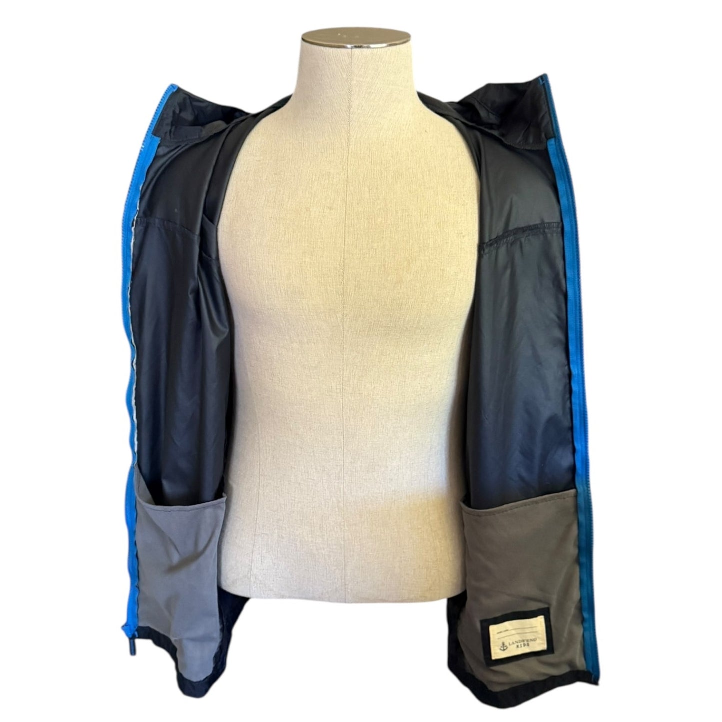 Windbreaker open on a mannequin with a white background