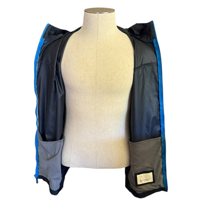 Windbreaker open on a mannequin with a white background