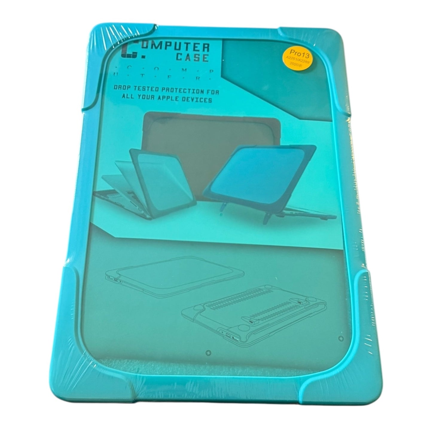 A drop-tested protective case for computer and laptop devices, shown in its retail packaging with a clear window and printed graphics on the front.
