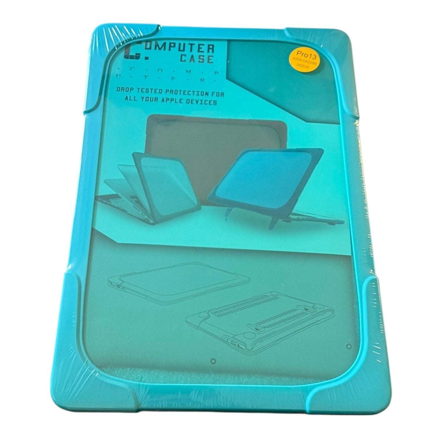 A drop-tested protective case for computer and laptop devices, shown in its retail packaging with a clear window and printed graphics on the front.