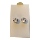 Front of large faux diamond earrings