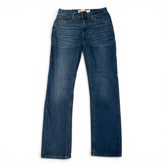 Pair of blue jeans on a white background