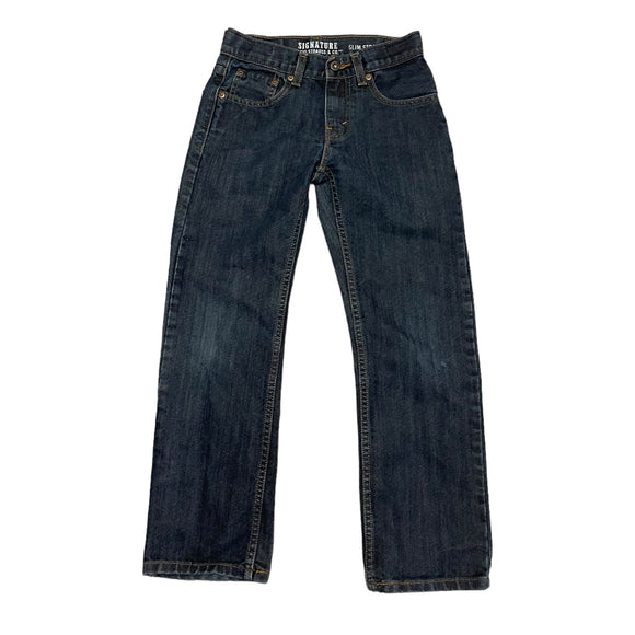 Front of a Pair of blue jeans on a white background