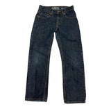 Front of a Pair of blue jeans on a white background