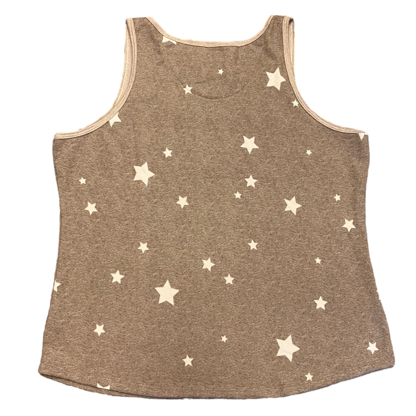 Brown tank top with star patterns on a white background