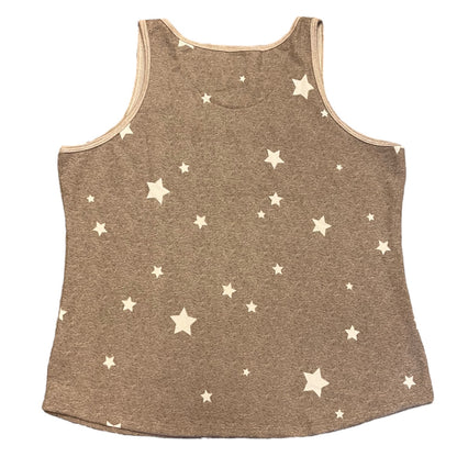 Brown tank top with star patterns on a white background