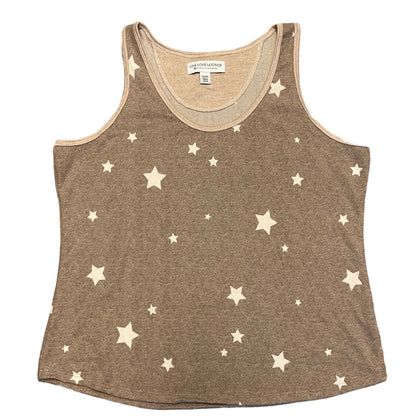Brown tank top with white star patterns on a white background