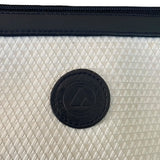Leather front label on purse