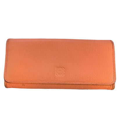 Front of orange wallet on a white background. 
