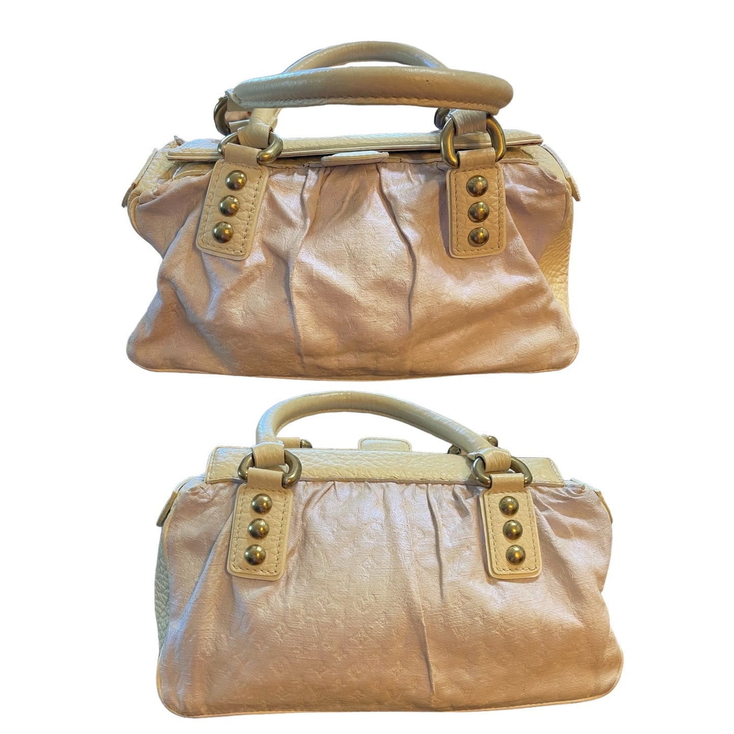 Front and back of purple purse