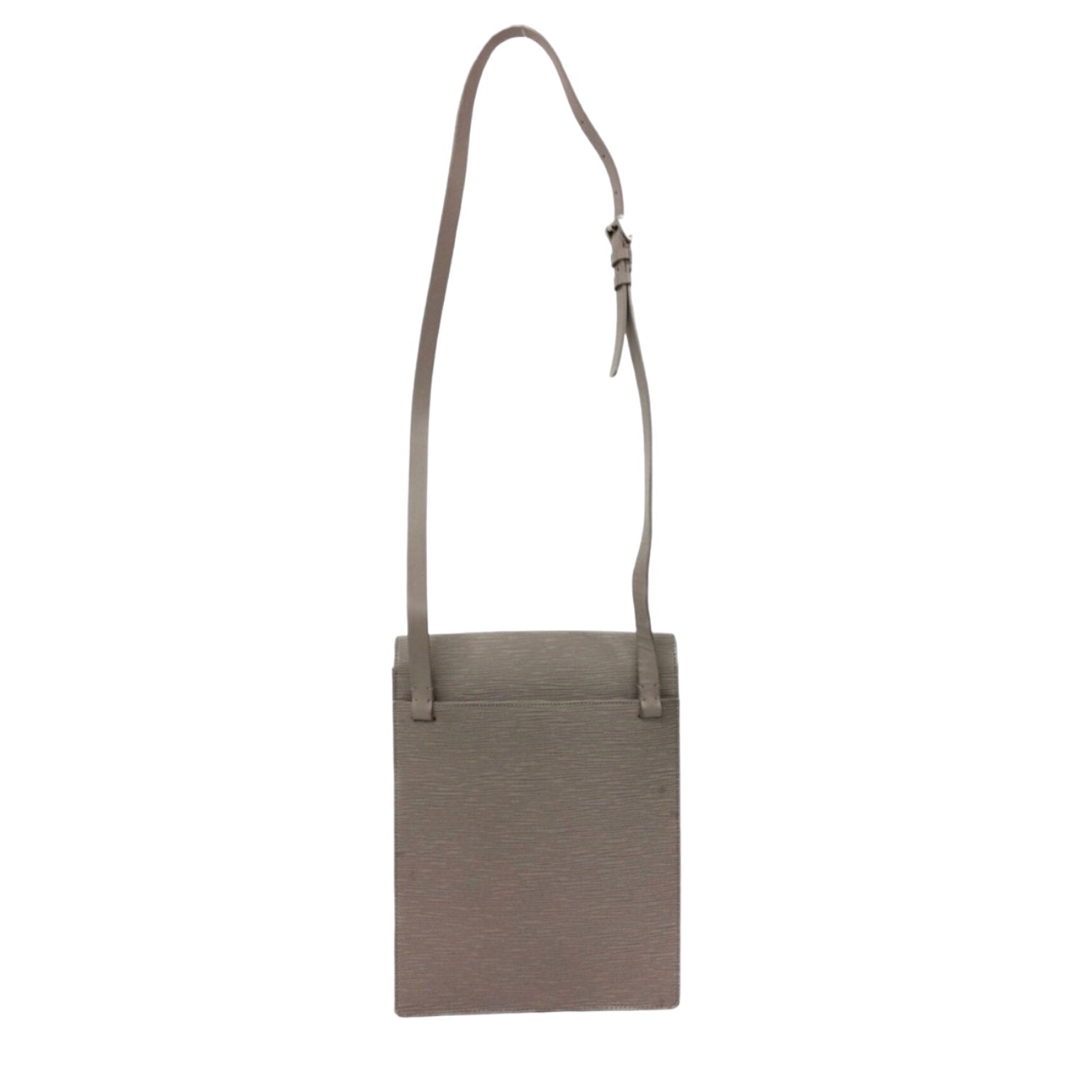 Back of purple crossbody bag on a white background