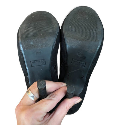 Bottom of black boots, shown on a plain white background.