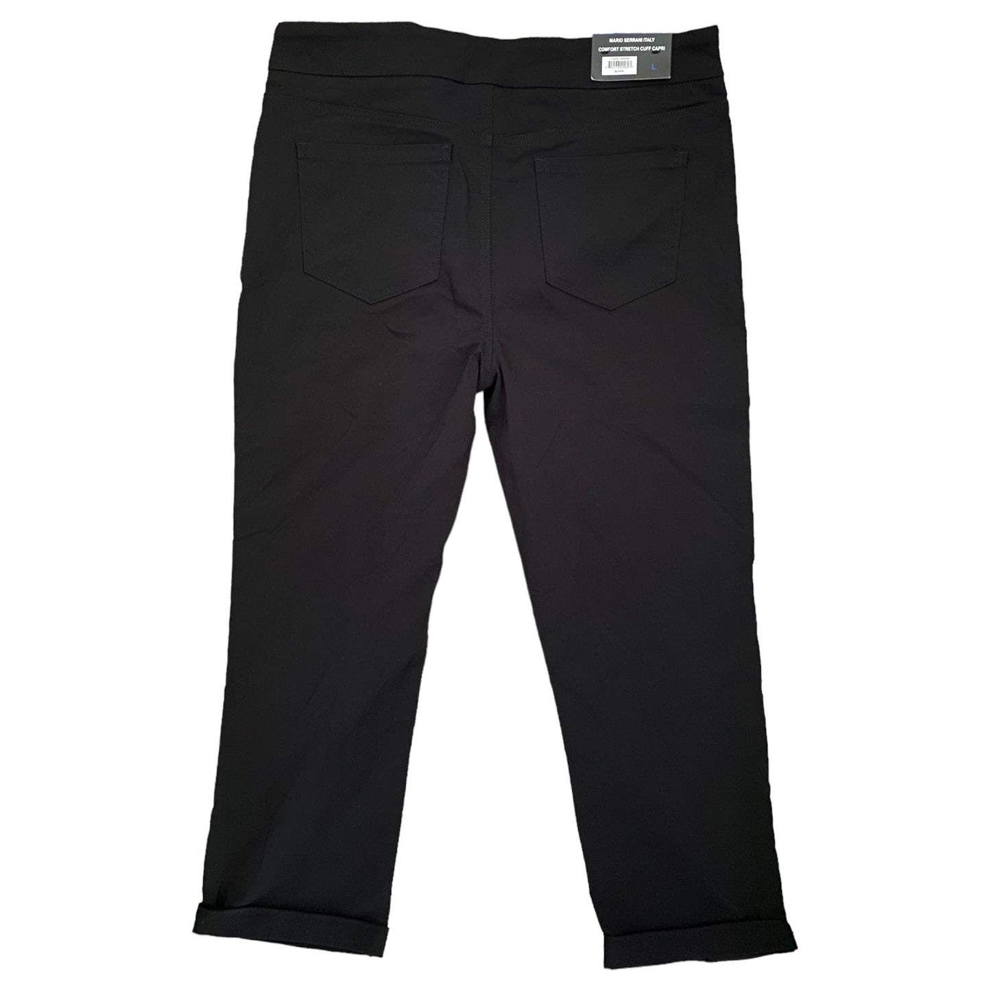 Back of Black pants on a white background
