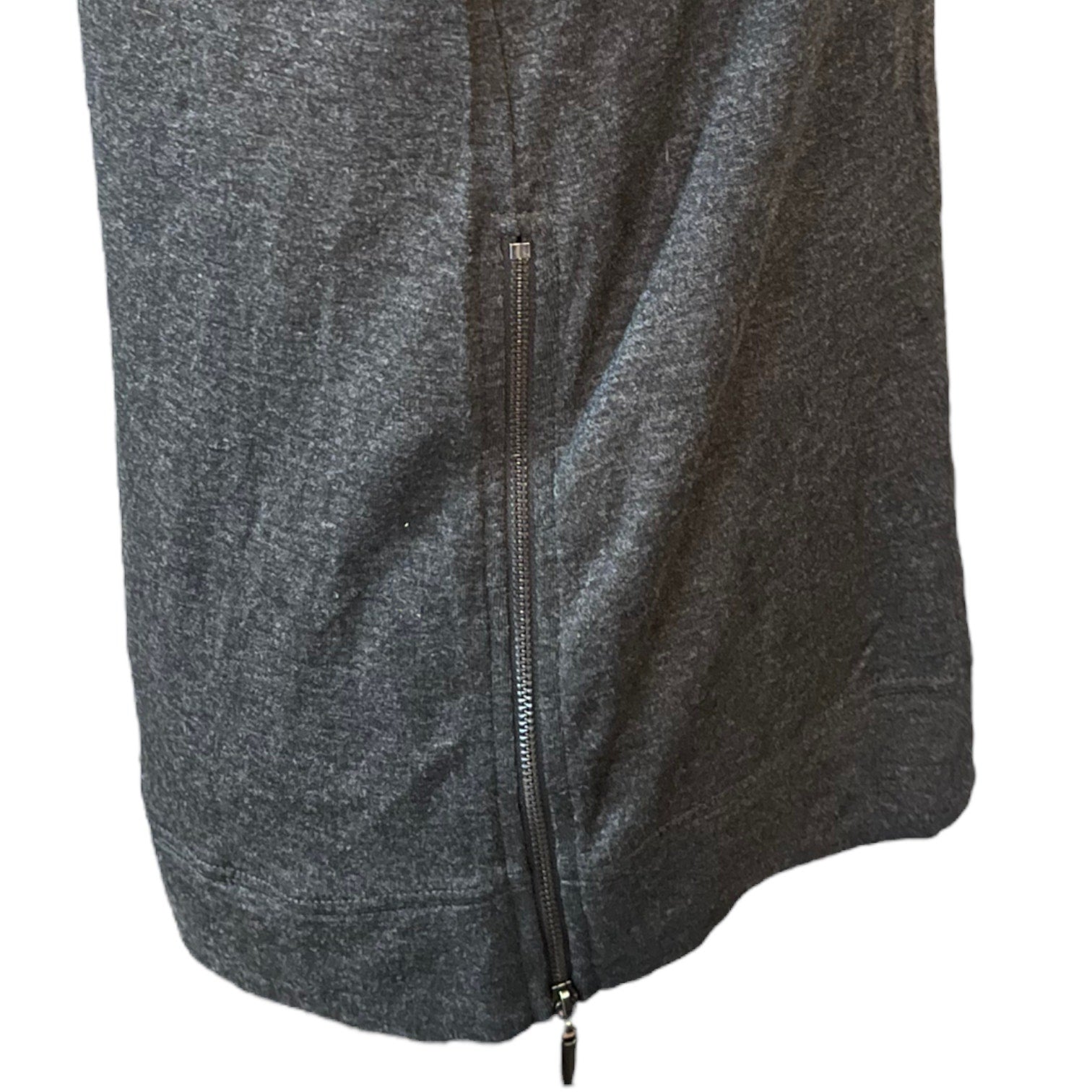 Gray jacket with a zipper detail on a white background