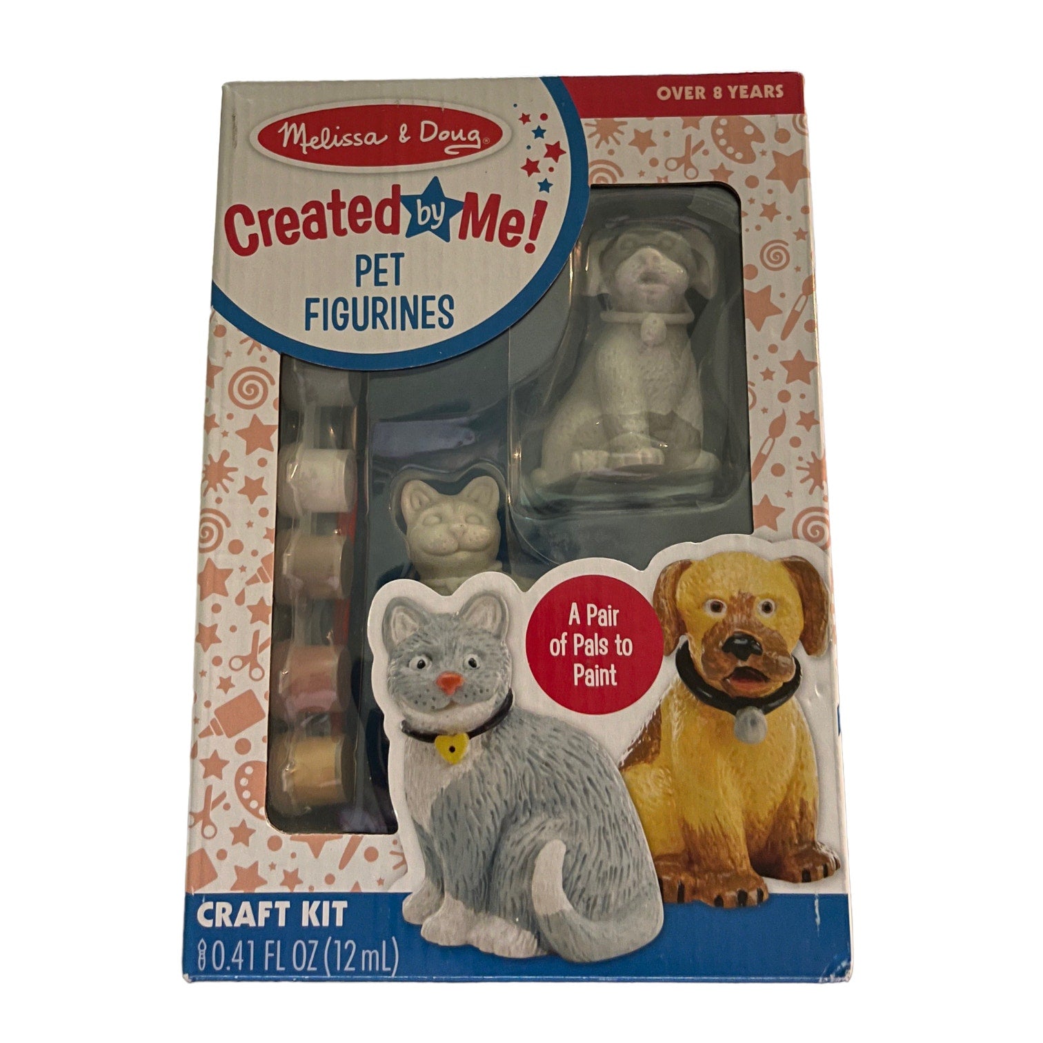 Melissa & Doug craft kit packaging with pet figurines and paint supplies.