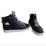 Front and side of black Michael Kors sneakers