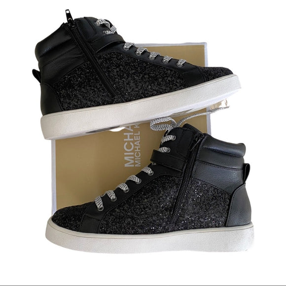 Side 1 of black Michael Kors sneakers