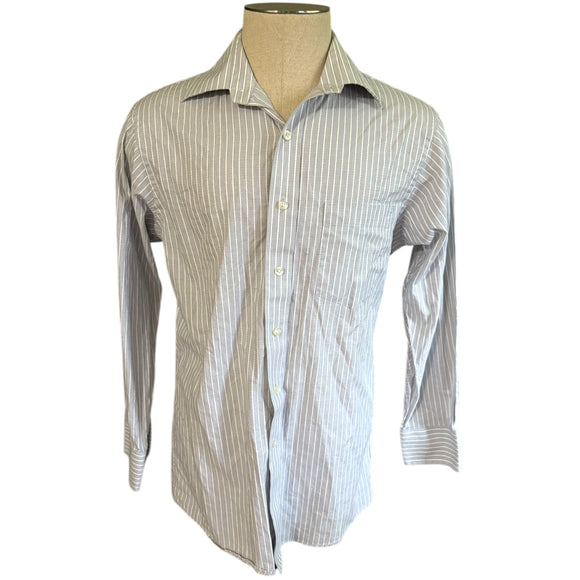 Front of Striped shirt on a mannequin against a white background