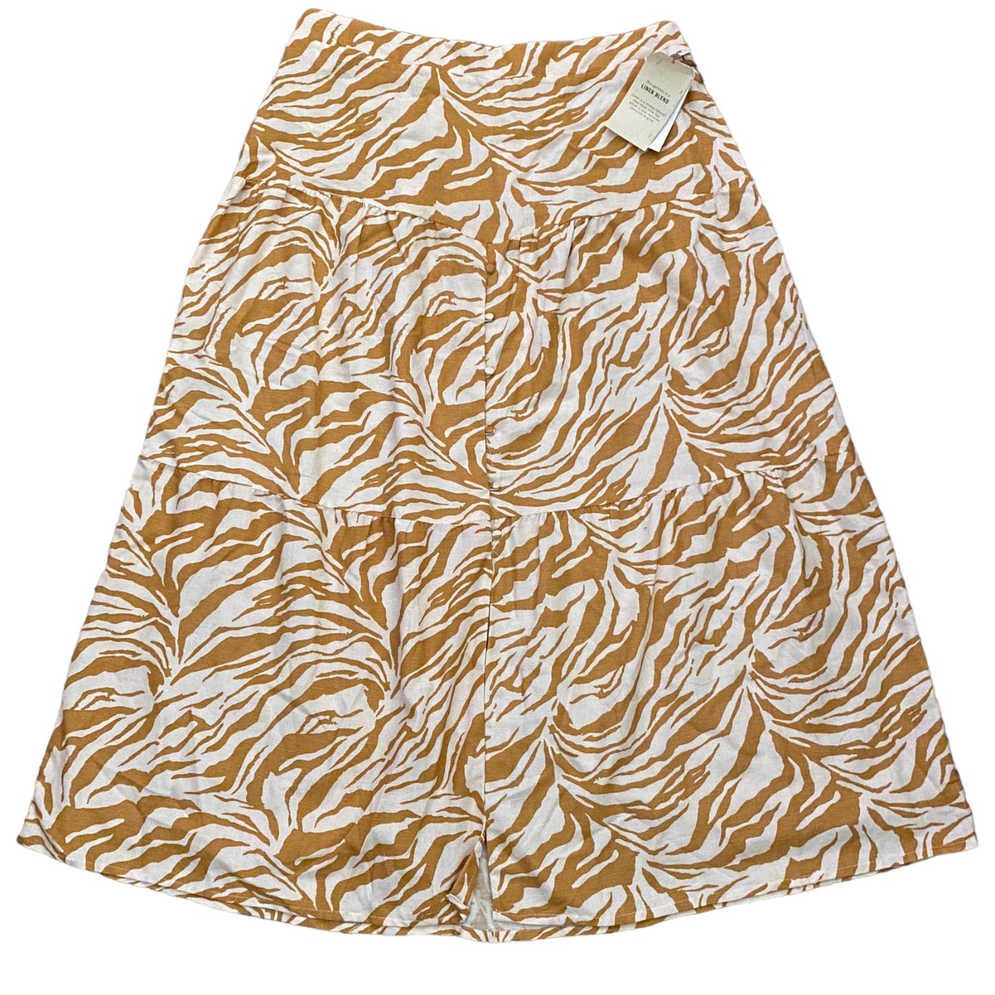 Front of Skirt with brown and white zebra pattern on a white background