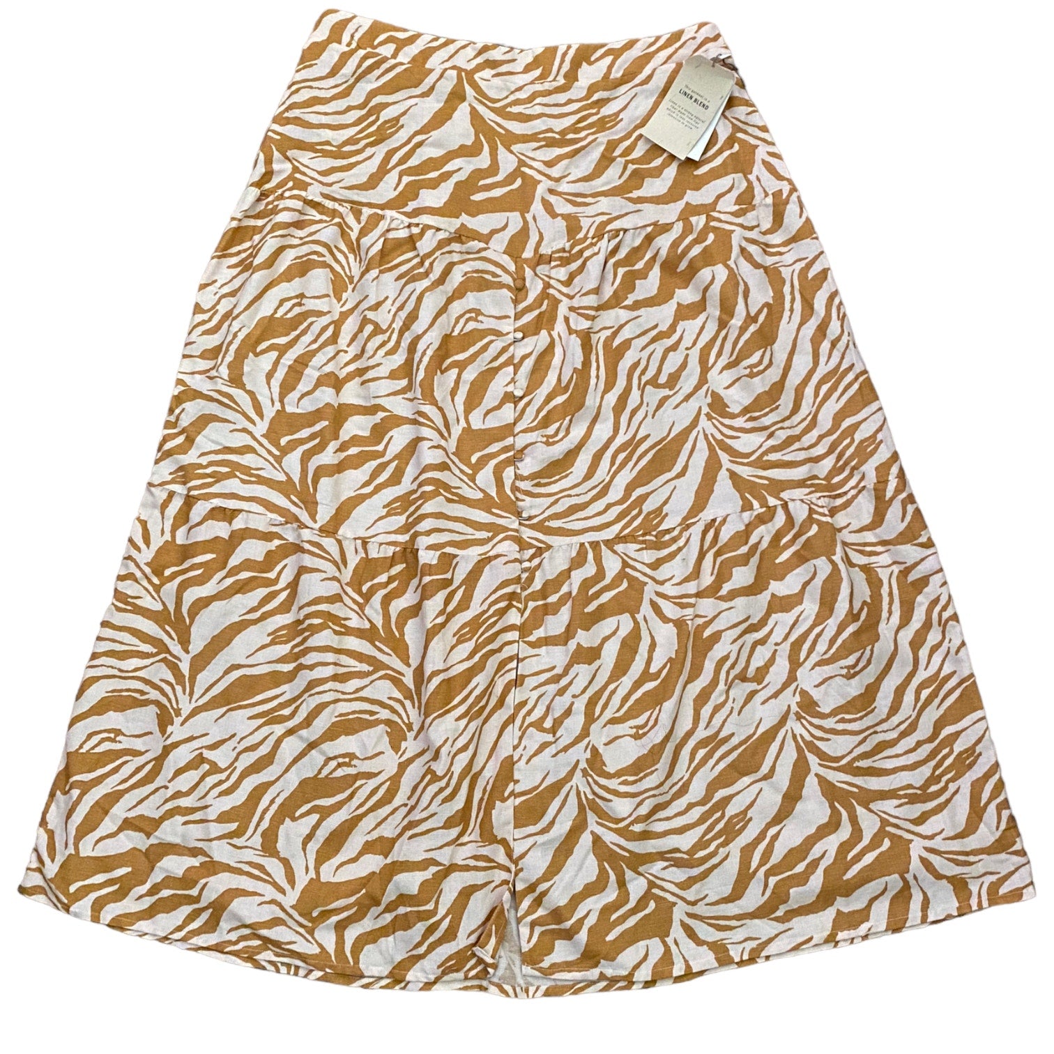 Front of Skirt with brown and white zebra pattern on a white background
