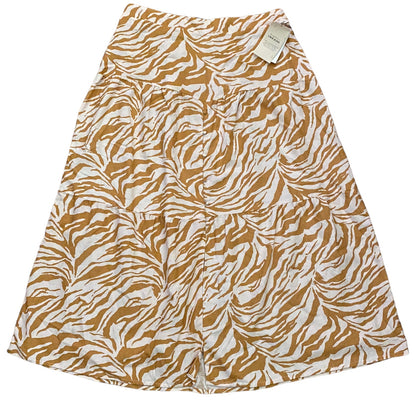 Front of Skirt with brown and white zebra pattern on a white background