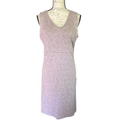 Purple sleeveless dress on a mannequin against a white background