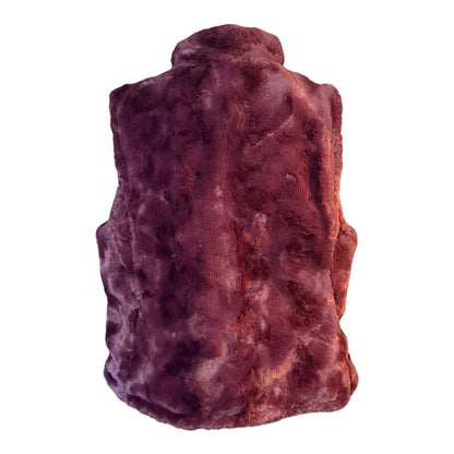 Back of fur vest on a white background