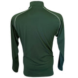Back of Green long-sleeve athletic shirt with a quarter-zip on a white background