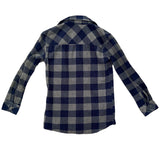 Blue and gray checkered back of shirt on a white background