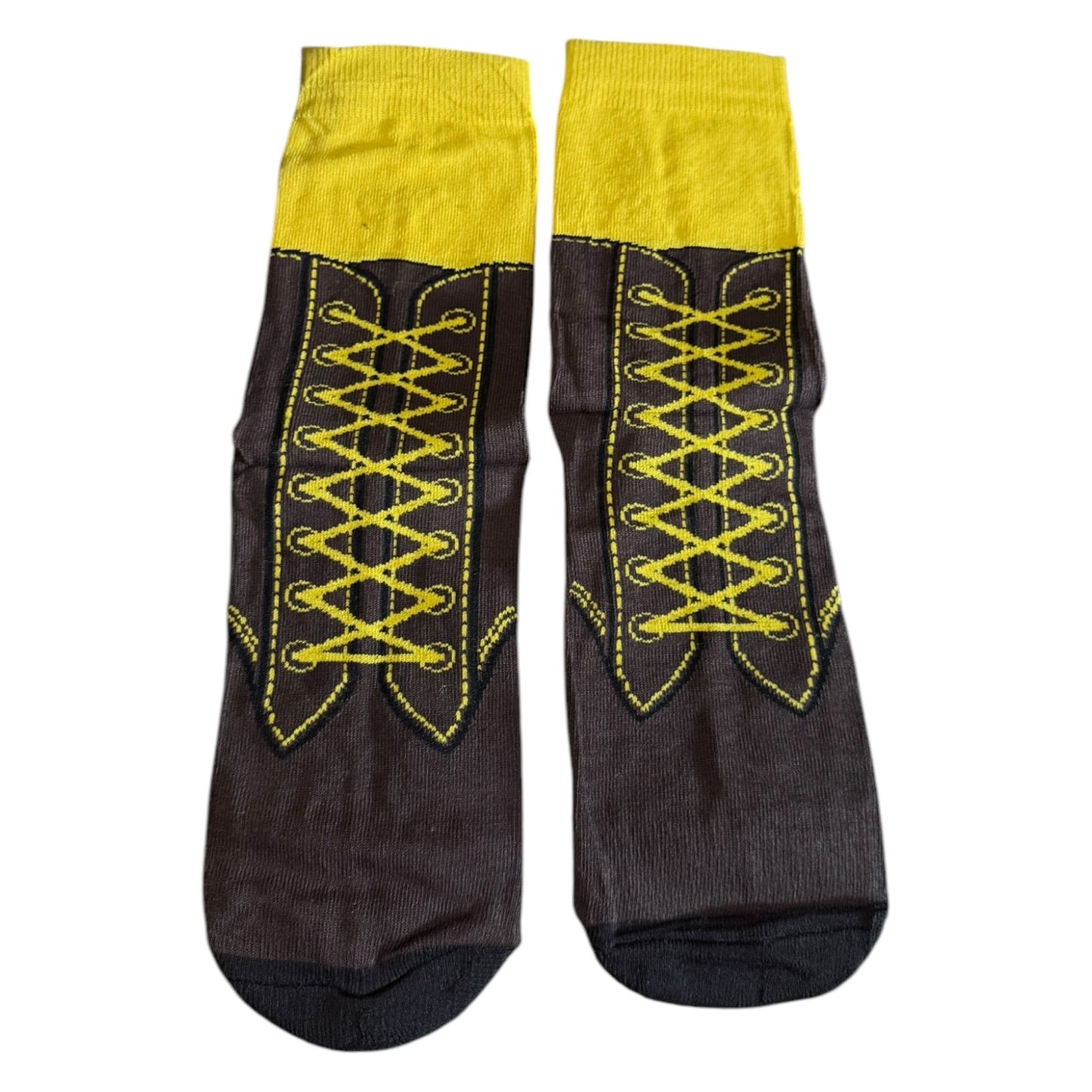Novelty socks laying out flat
