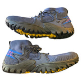 Side view of blue hiking shoes 2