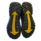 Bottom of blue hiking shoes