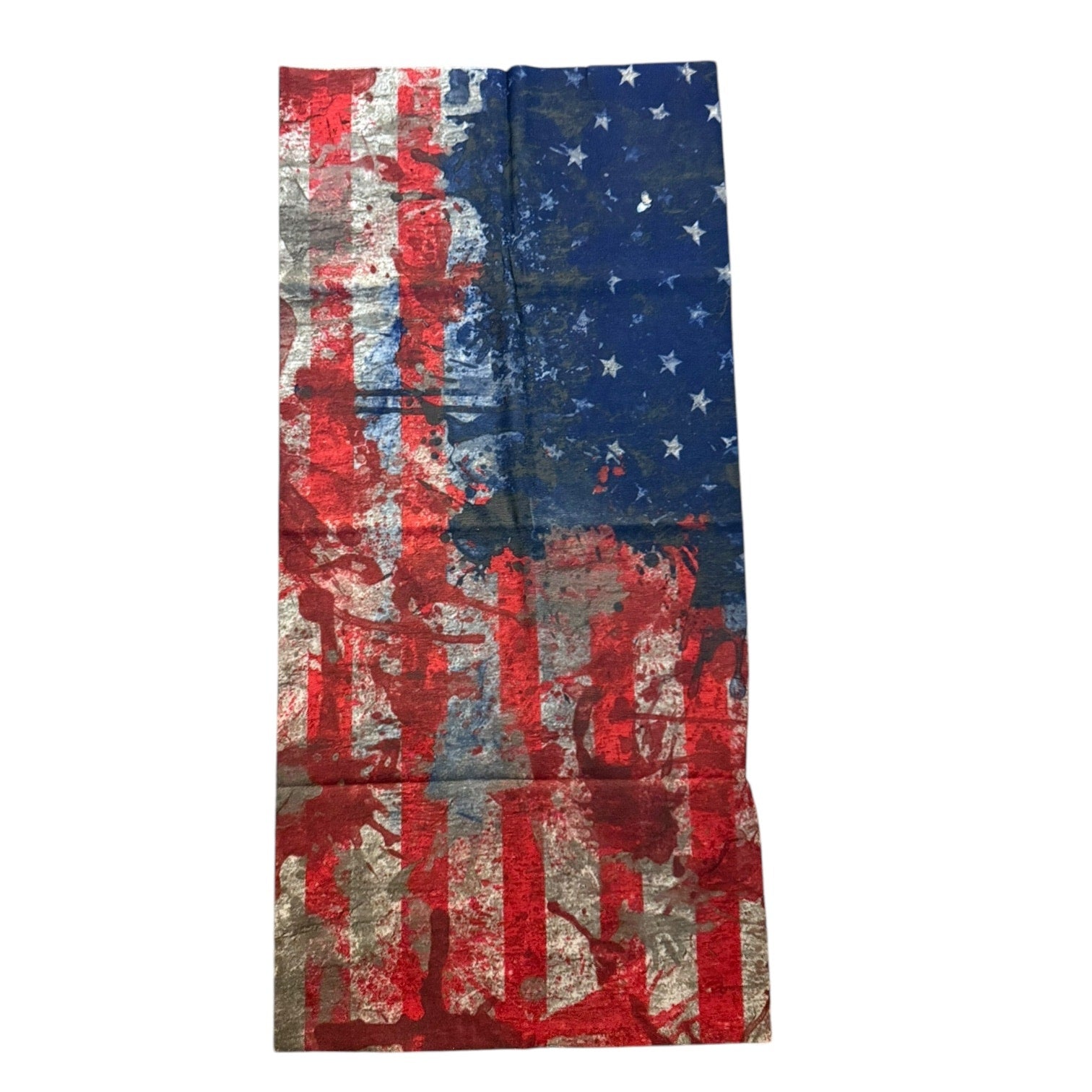 Balaclava with pattern resembling the American flag on a white background
