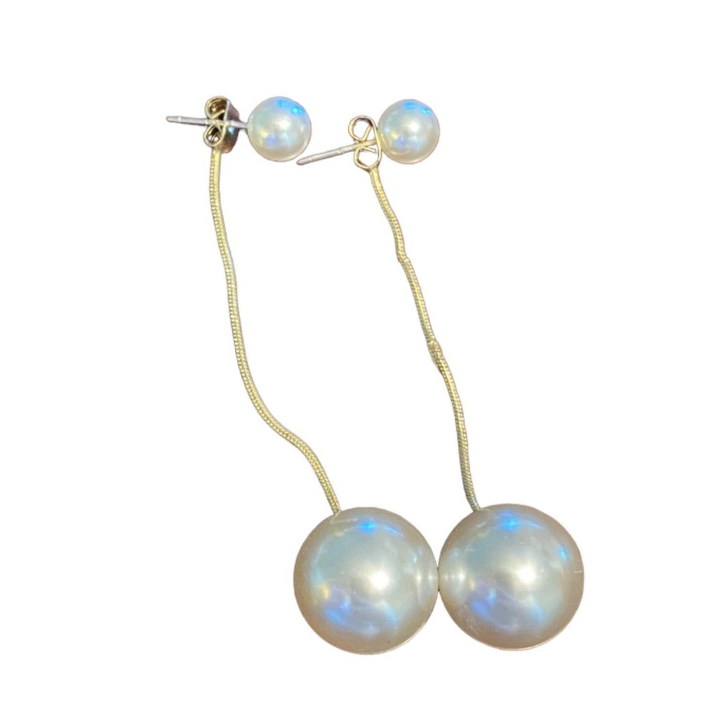 Pearl drop earrings view 3