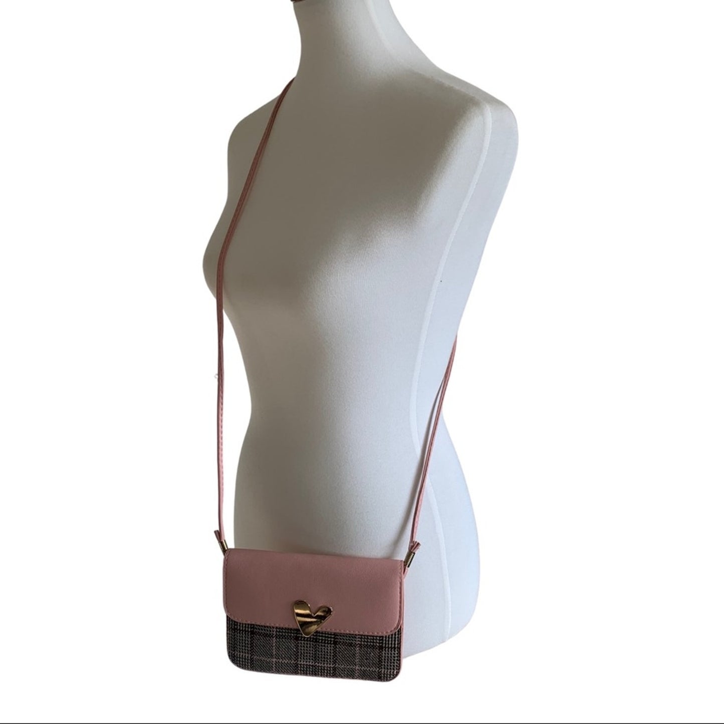 Pink and heart crossbody purse