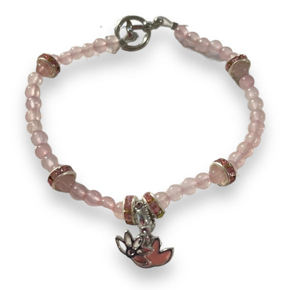 Pink lotus beaded bracelet