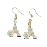 Front of pink and silver earrings