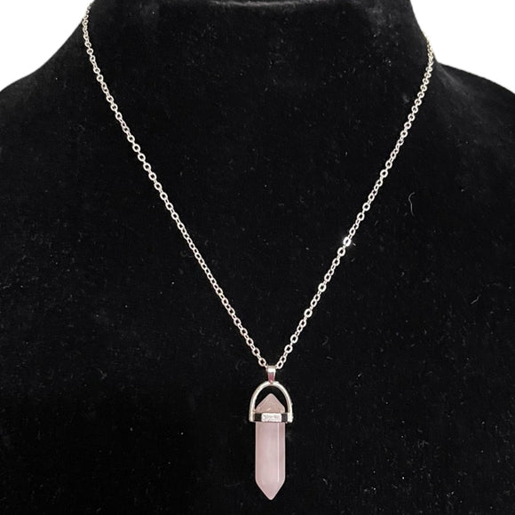 Pink quartz necklace