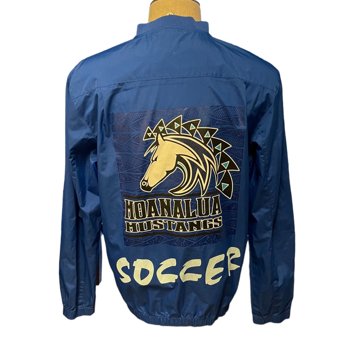 Back of blue windbreaker