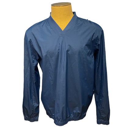 Front of blue windbreaker