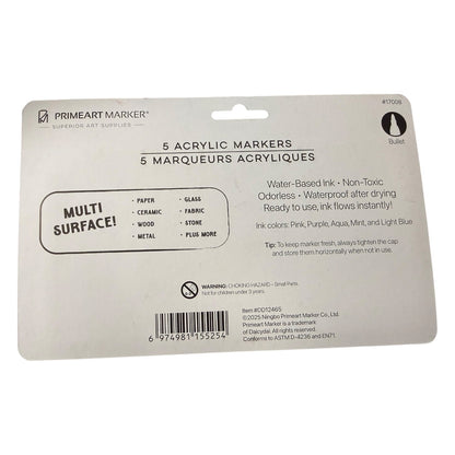 Package of PrimeArt Marker acrylic markers with product details on a white background