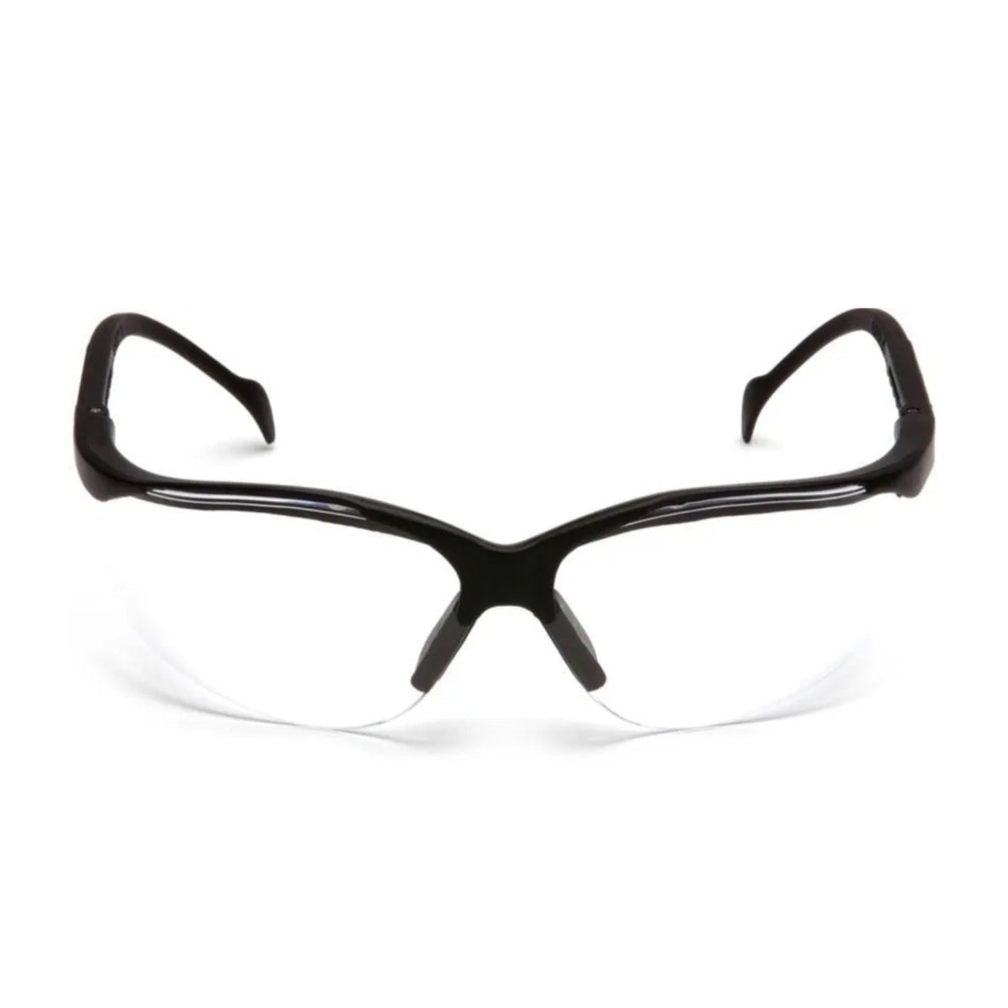 Black eyeglasses on a white background front view