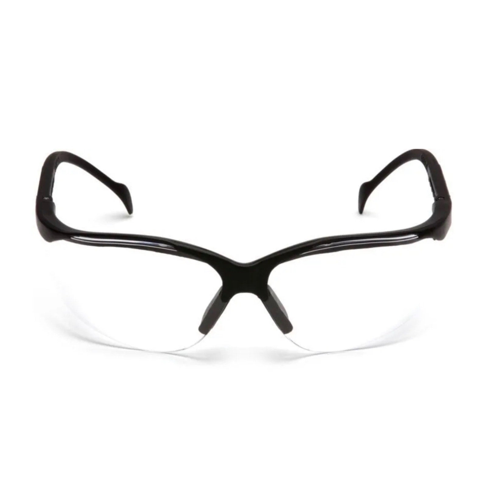Black eyeglasses on a white background front view