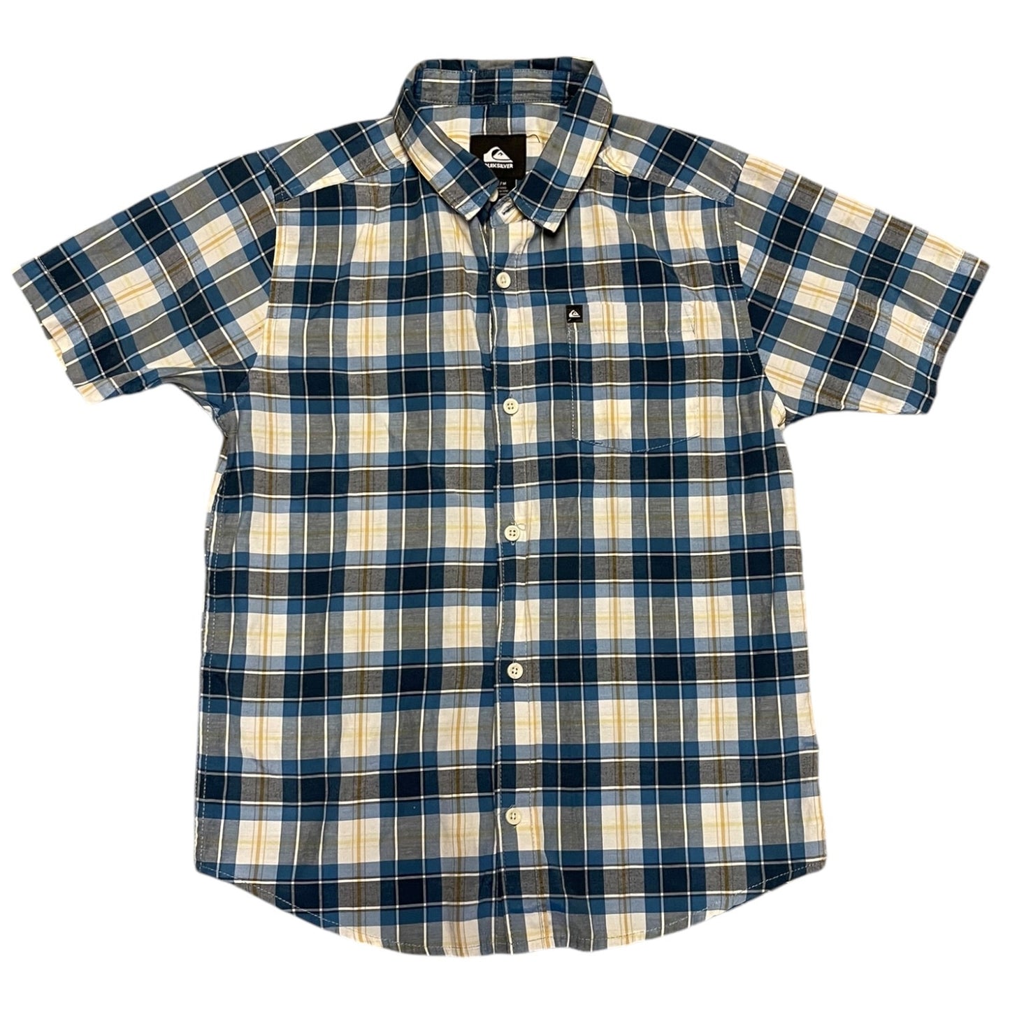 Front of Plaid short-sleeve shirt on a white background