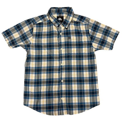 Front of Plaid short-sleeve shirt on a white background