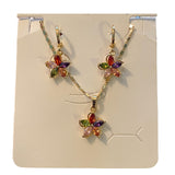Rainbow necklace earrings set on packaging