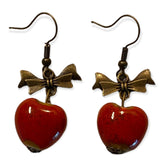 Read and bow drop earrings